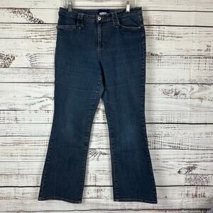VTG Y2K Lo Rise LA Blues Blue White Pinstripe Wide Leg Stretch Denim Jeans Sz 12